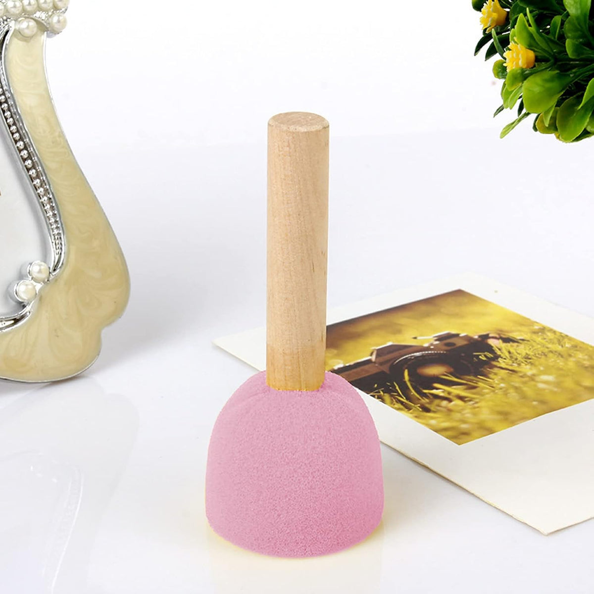 40 Pcs Round Sponges Brush Set 4 Sizes DIY Painting Tools Pink