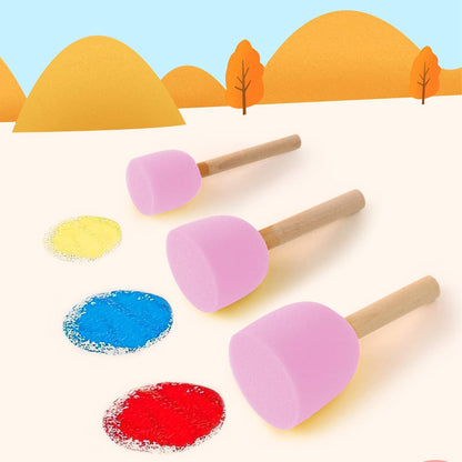 40 Pcs Round Sponges Brush Set 4 Sizes DIY Painting Tools Pink
