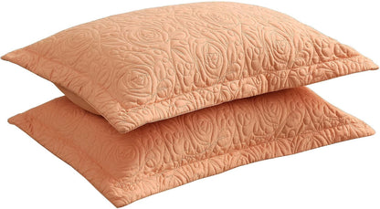 2-Piece Embroidered Pillow Shams, Decorative Microfiber Pillow Covers Set (Peach Fuzz, Standard)