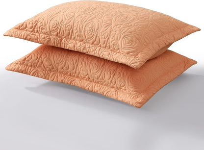 2-Piece Embroidered Pillow Shams, Decorative Microfiber Pillow Covers Set (Peach Fuzz, Standard)