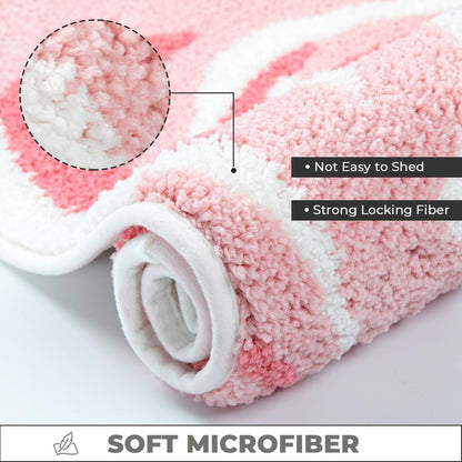 Floral Bathroom Mat Cute Rug Super Absorbent Bath Rug Non Slip Machine Wash Rug for Living Room, Bedroom and Kitchen (31"x20", Pink Rose)