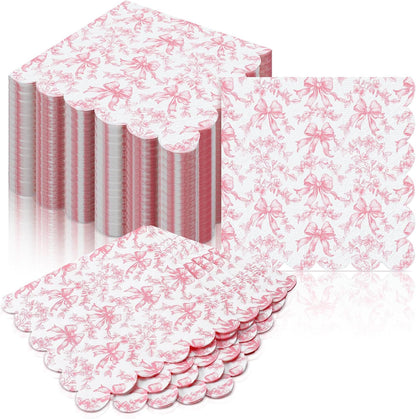 150 Pcs Pink Bow Napkins Coquette Party Disposable Paper
