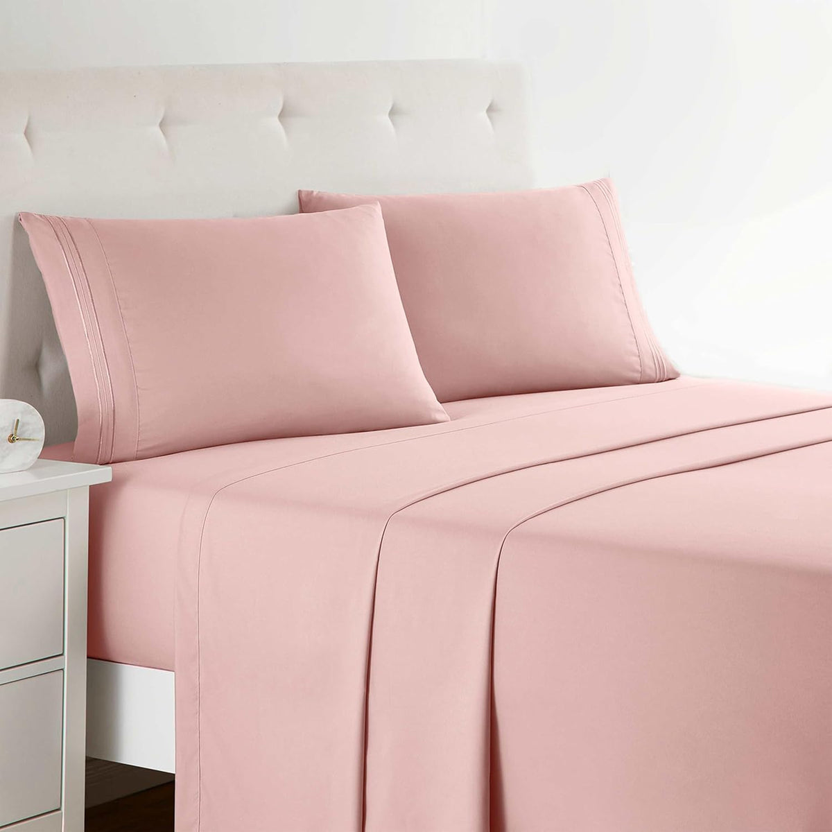 Bed Sheets, Premier 1800 Series Bed Sheet Set, Deep Pocket, Wrinkle, Fade, Stain Resistant, Luxury Soft Bedding Sheets & Pillowcases, Queen, Pink Beige