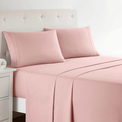 Bed Sheets, Premier 1800 Series Bed Sheet Set, Deep Pocket, Wrinkle, Fade, Stain Resistant, Luxury Soft Bedding Sheets & Pillowcases, Queen, Pink Beige