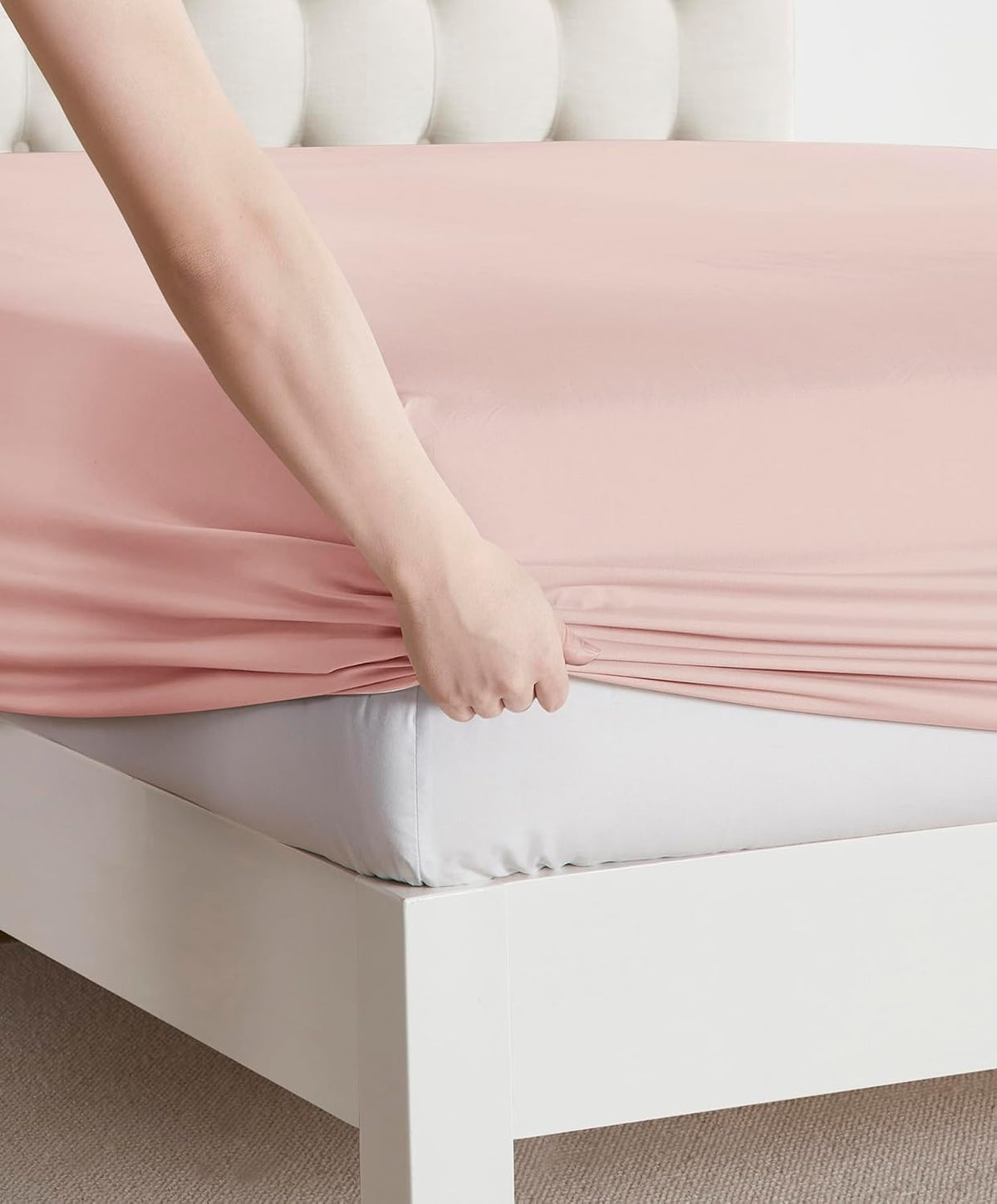 Bed Sheets, Premier 1800 Series Bed Sheet Set, Deep Pocket, Wrinkle, Fade, Stain Resistant, Luxury Soft Bedding Sheets & Pillowcases, Queen, Pink Beige