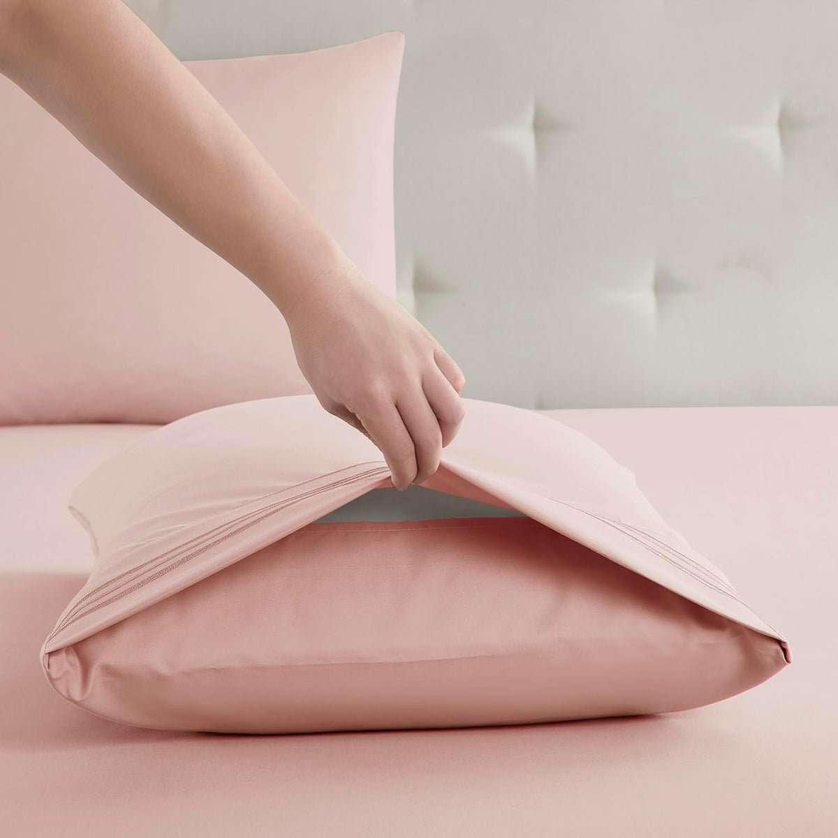 Bed Sheets, Premier 1800 Series Bed Sheet Set, Deep Pocket, Wrinkle, Fade, Stain Resistant, Luxury Soft Bedding Sheets & Pillowcases, Queen, Pink Beige