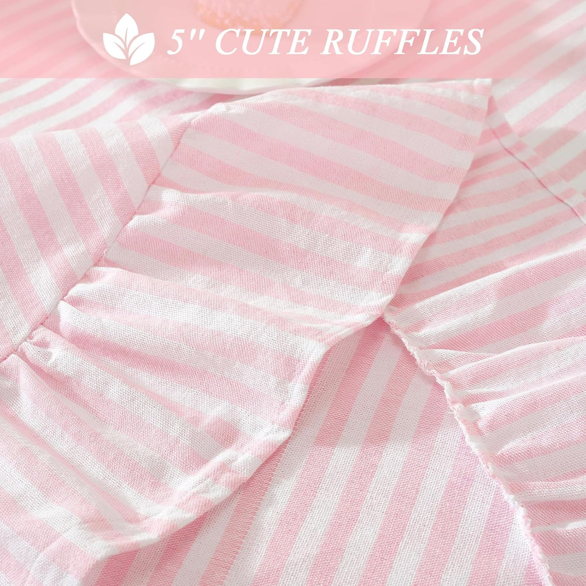 Striped Ruffled Tablecloth Square Spring Cotton Blend Stripe Table Cloth with Tassel, Farmhouse Washable Wrinkle Free Heavy Table Cover for Valentines Day Outdoor Picnic Party, Pink, 55''x55''
