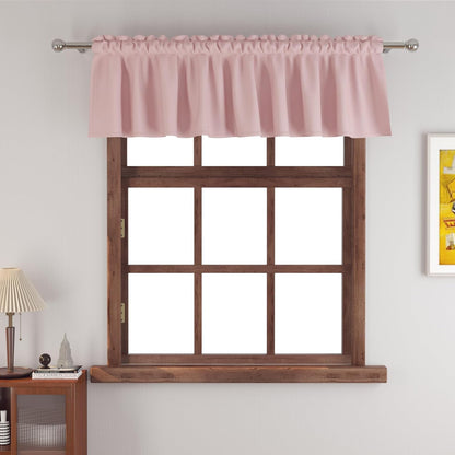 Small Tiers 1 Piece Faux Linen Textured Pink Kitchen Short Small Mini Window Curtains Valance 16 inches Length Privacy Home Decor Classic Cafe Basement Living Room/Bedroom 52W by 16L Rod Pocket