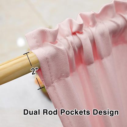 Small Tiers 1 Piece Faux Linen Textured Pink Kitchen Short Small Mini Window Curtains Valance 16 inches Length Privacy Home Decor Classic Cafe Basement Living Room/Bedroom 52W by 16L Rod Pocket