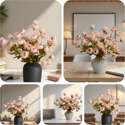 LADADA 4 Pcs 27" Faux Peony Stems, Bulk Floral Arrangements （Pink）
