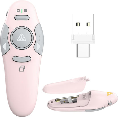 Presentation Clicker Wireless Presenter Remote, Pink, A-C