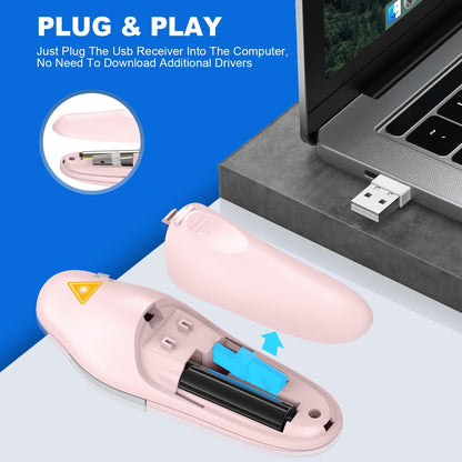 Presentation Clicker Wireless Presenter Remote, Pink, A-C