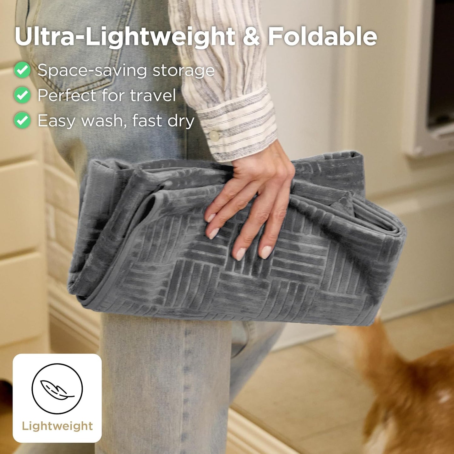Bedsure Waterproof Couch Cover for Dogs Washable - Waterproof Blanket for Large Dogs Couch Sofa Bed Cozy, Lightweight Furniture Protector for Pet Cat Quick Drying, Ash Grey, 52x82IN