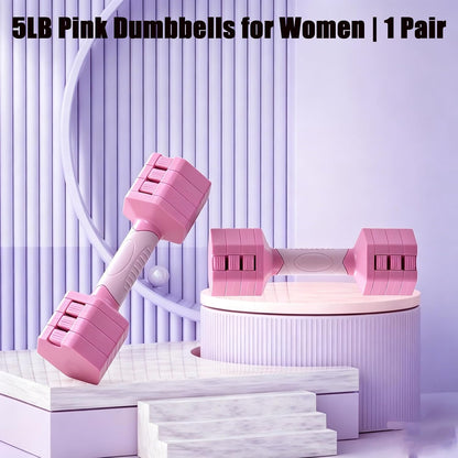 UiiDDrout Pink Adjustable Dumbbells Set 5 LB Pair - Quick Dial System for Instant Weight Changes, Vibration Technology for Enhanced Toning, Non-Slip Handle, Space-Saving Home Gym Strength Training