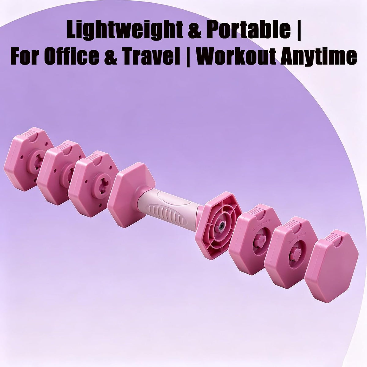 UiiDDrout Pink Adjustable Dumbbells Set 5 LB Pair - Quick Dial System for Instant Weight Changes, Vibration Technology for Enhanced Toning, Non-Slip Handle, Space-Saving Home Gym Strength Training