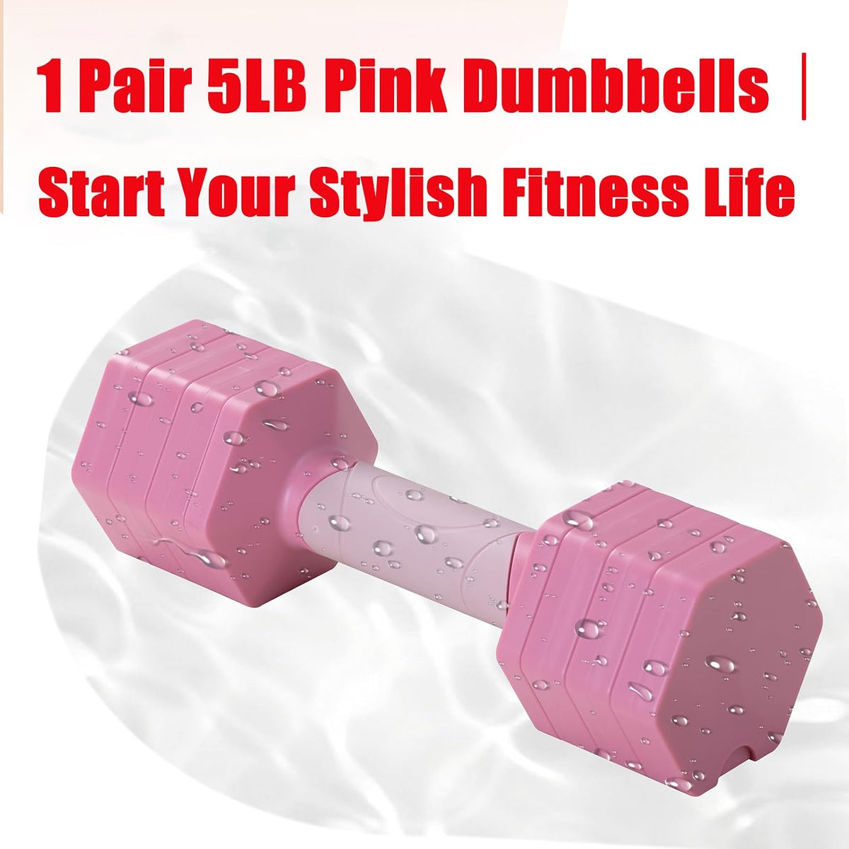 UiiDDrout Pink Adjustable Dumbbells Set 5 LB Pair - Quick Dial System for Instant Weight Changes, Vibration Technology for Enhanced Toning, Non-Slip Handle, Space-Saving Home Gym Strength Training