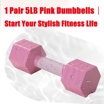 UiiDDrout Pink Adjustable Dumbbells Set 5 LB Pair - Quick Dial System for Instant Weight Changes, Vibration Technology for Enhanced Toning, Non-Slip Handle, Space-Saving Home Gym Strength Training