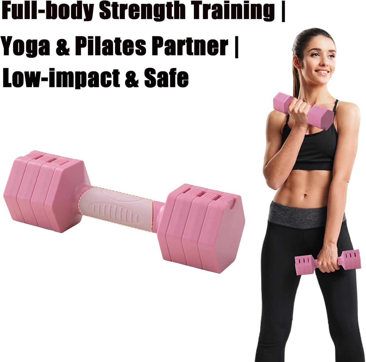 UiiDDrout Pink Adjustable Dumbbells Set 5 LB Pair - Quick Dial System for Instant Weight Changes, Vibration Technology for Enhanced Toning, Non-Slip Handle, Space-Saving Home Gym Strength Training
