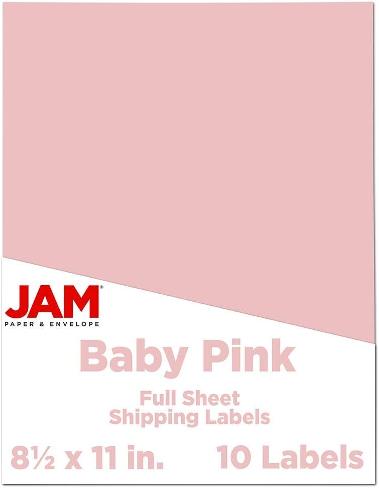 Full Sheet Shipping Labels - Printable Sticker Paper - 8 1/2 x 11 - Baby Pink Pastel - 10 Full Pages/Pack
