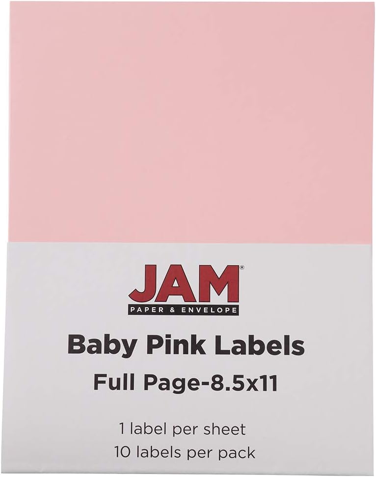 Full Sheet Shipping Labels - Printable Sticker Paper - 8 1/2 x 11 - Baby Pink Pastel - 10 Full Pages/Pack