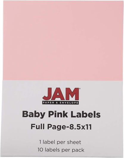 Full Sheet Shipping Labels - Printable Sticker Paper - 8 1/2 x 11 - Baby Pink Pastel - 10 Full Pages/Pack