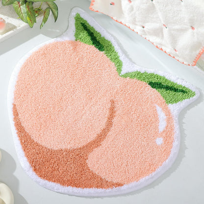 Pink Peach Bath Mat, Bath Mats for Bathroom Fruit Shaped Bathtub Rug Bathroom Tub Plush Shower Rugs Washable Non Slip