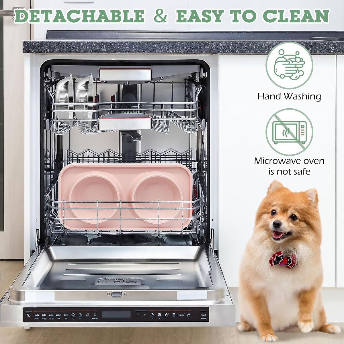 Double Dog Food Bowls Stainless Steel Dog Food and Water Bowls with Non-Spill Plastic Mat Pet Cat Feeder Bowl Set for Puppy Cats Kitten Small Medium Dogs Pink