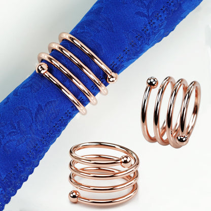 6Pcs Rose Gold Napkin Rings Round Napkin Ring Set Napkin Holders for Cloth Napkins for Wedding, St. Patrick's Day, Valentines Day, Easter Thanksgiving Table Decor.