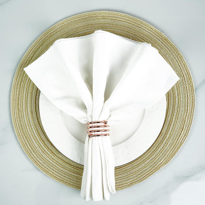 6Pcs Rose Gold Napkin Rings Round Napkin Ring Set Napkin Holders for Cloth Napkins for Wedding, St. Patrick's Day, Valentines Day, Easter Thanksgiving Table Decor.