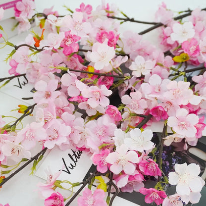 obbsie 4Pcs Artificial Cherry Blossom Flower Branches, 39.4" Fake Silk Pink Cherry Blossom Tree Stems Faux Cherry Flowers Vase Arrangements for Home Wedding Table Centerpieces Vase DIY Decor