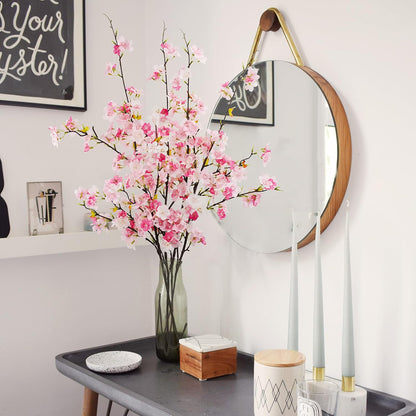 obbsie 4Pcs Artificial Cherry Blossom Flower Branches, 39.4" Fake Silk Pink Cherry Blossom Tree Stems Faux Cherry Flowers Vase Arrangements for Home Wedding Table Centerpieces Vase DIY Decor