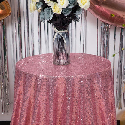 Pink Sequin Tablecloth, Glitter Party Table Cover 50 Inch Round