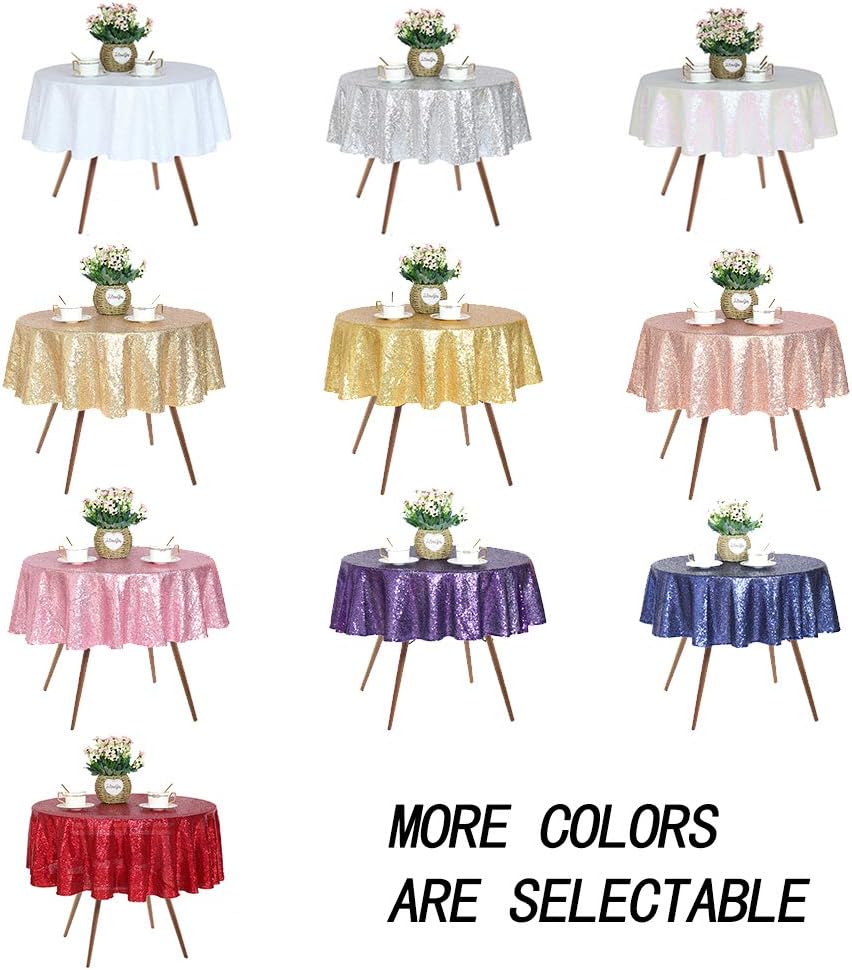 Pink Sequin Tablecloth, Glitter Party Table Cover 50 Inch Round