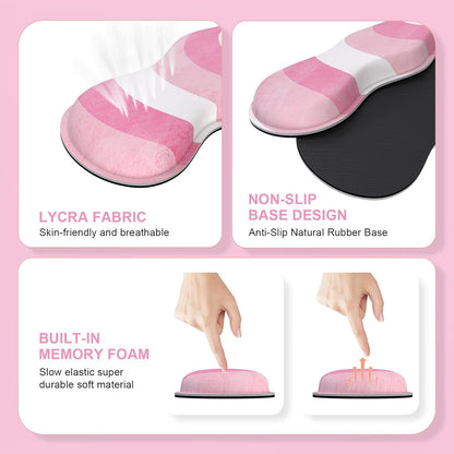 Desk Mat Set, Pink Heart Mouse Pad and Keyboard Wrist Rest