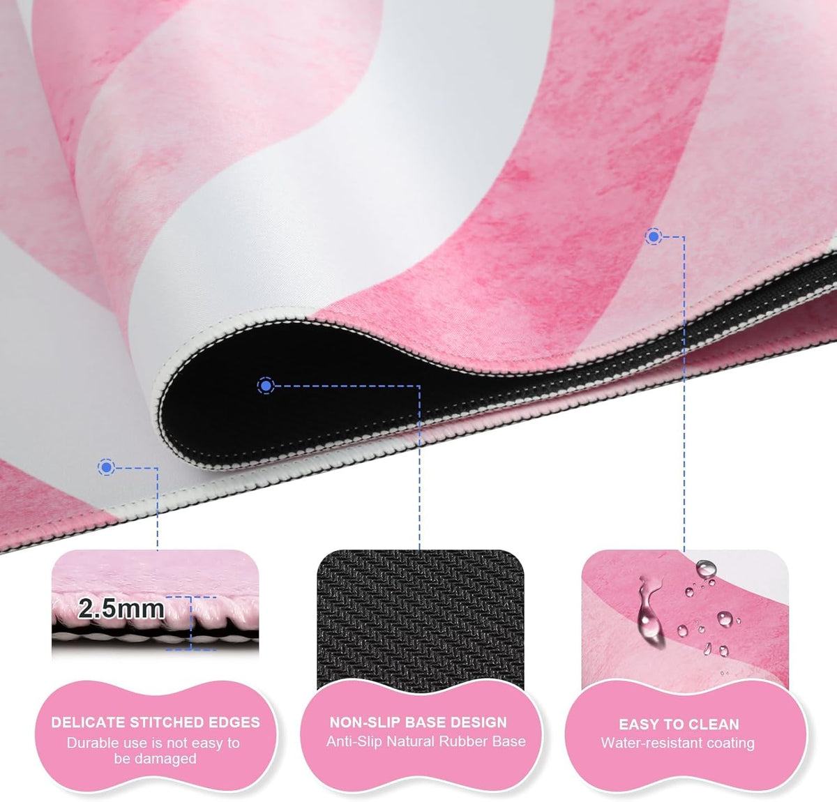 Desk Mat Set, Pink Heart Mouse Pad and Keyboard Wrist Rest