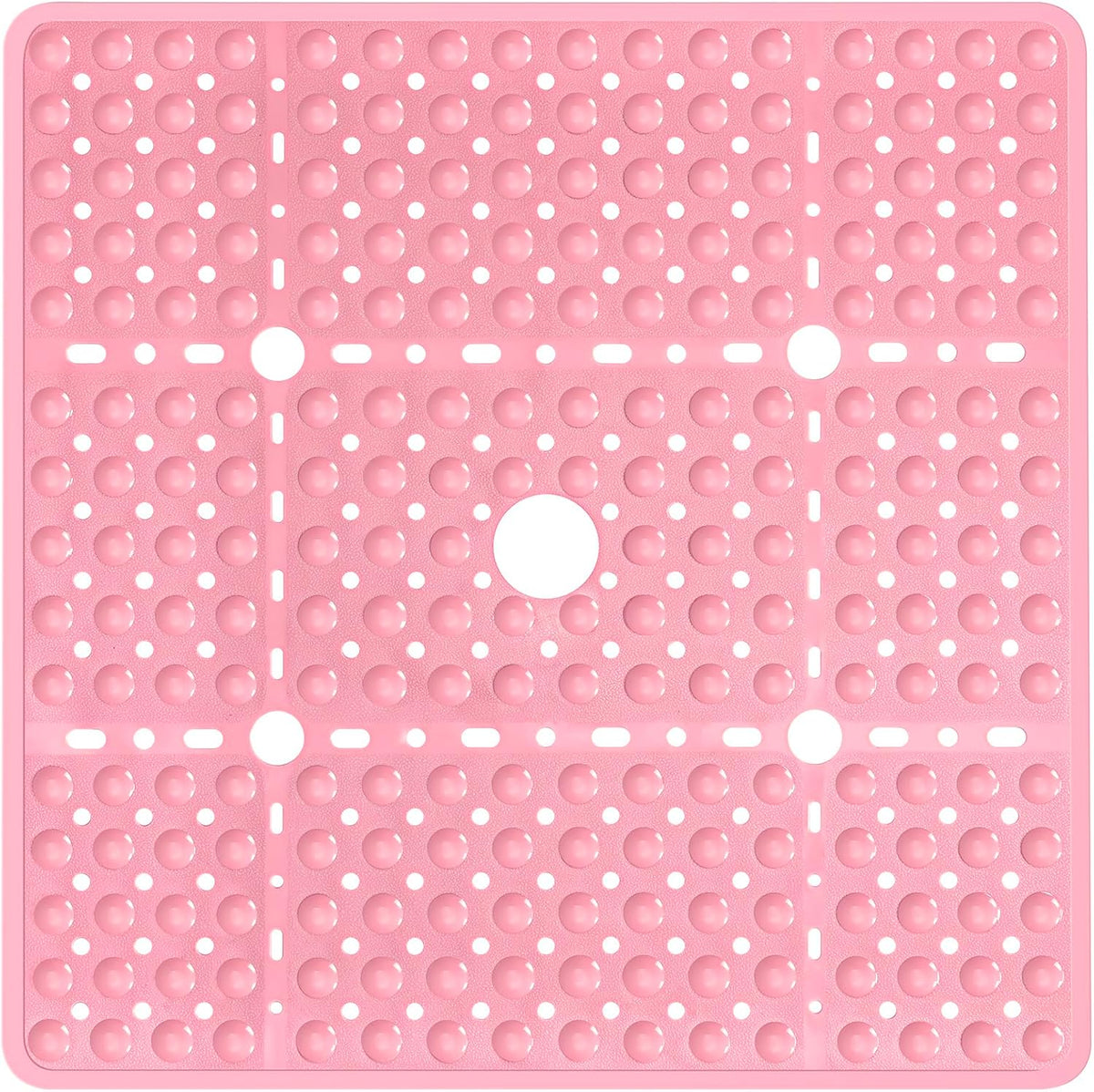 Large Square Shower Mat Bathtub Bath Mat Non Slip Pink 27"x27"