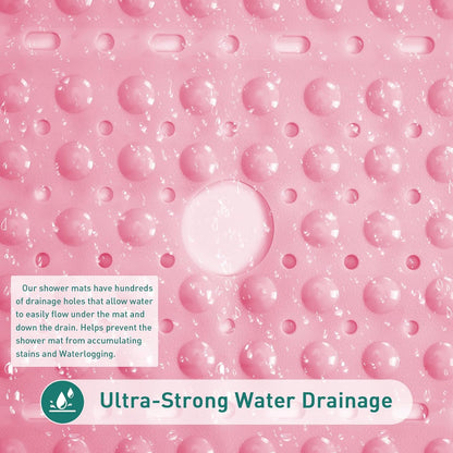 Large Square Shower Mat Bathtub Bath Mat Non Slip Pink 27"x27"
