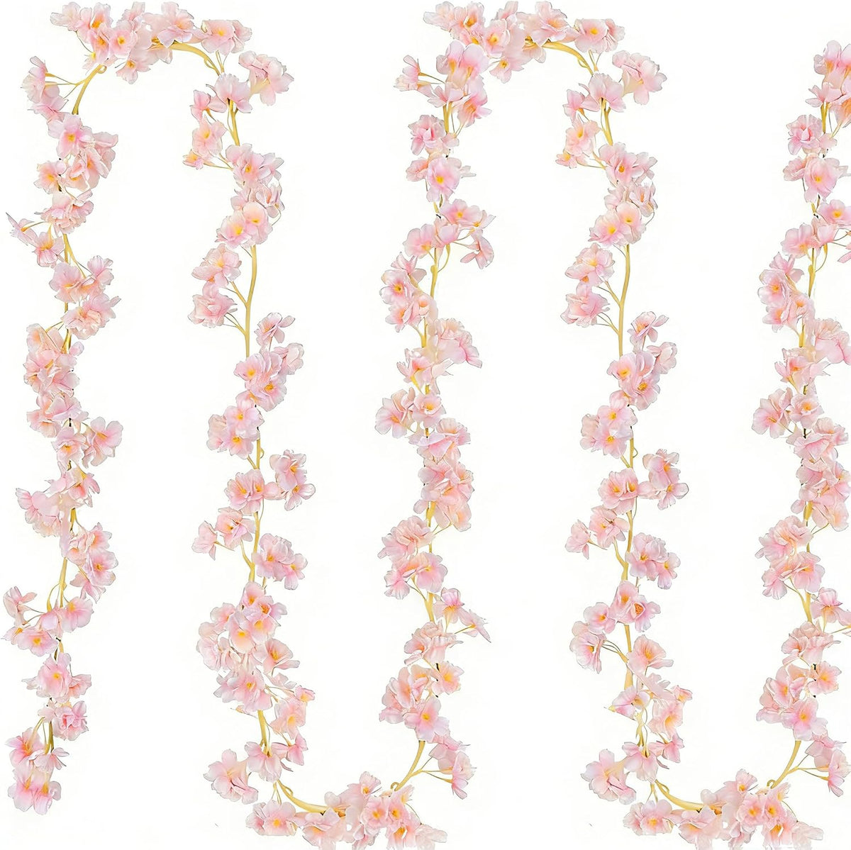 Cherry Blossom Garland Fake Cherry Flower Vines 2 Pcs Artificial Flower Garland Silk Hanging Floral Garland for Wedding Party Arch Office Pink Room Decor Japanese Kawaii Home Decoration