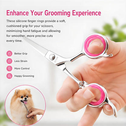 5 Pcs Pink Silicone Scissors Finger Rings for Grooming Shears