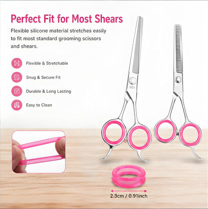 5 Pcs Pink Silicone Scissors Finger Rings for Grooming Shears
