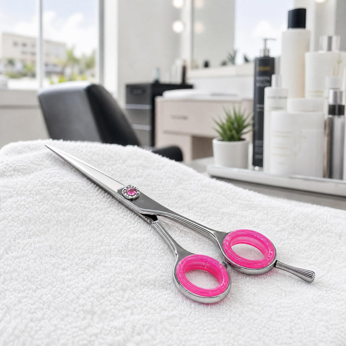 5 Pcs Pink Silicone Scissors Finger Rings for Grooming Shears