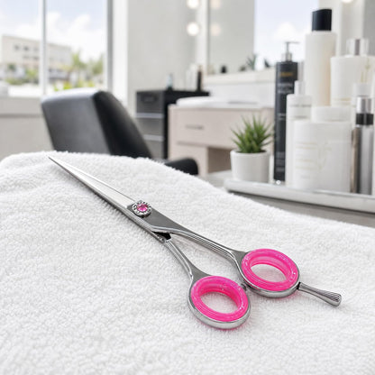 5 Pcs Pink Silicone Scissors Finger Rings for Grooming Shears