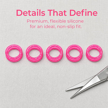5 Pcs Pink Silicone Scissors Finger Rings for Grooming Shears