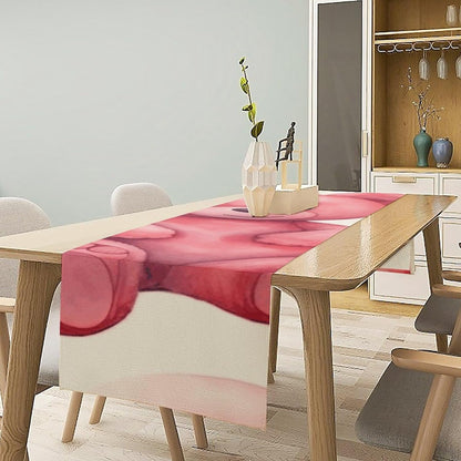 Table Runners 72 + Inches Long Farmhouse Peach Style Bear Printed Table Runner Boho Dining Table Runner for Party Wedding Birthday Table Decoration