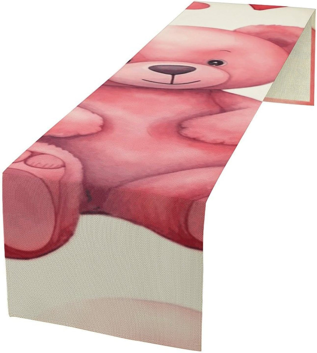 Table Runners 72 + Inches Long Farmhouse Peach Style Bear Printed Table Runner Boho Dining Table Runner for Party Wedding Birthday Table Decoration