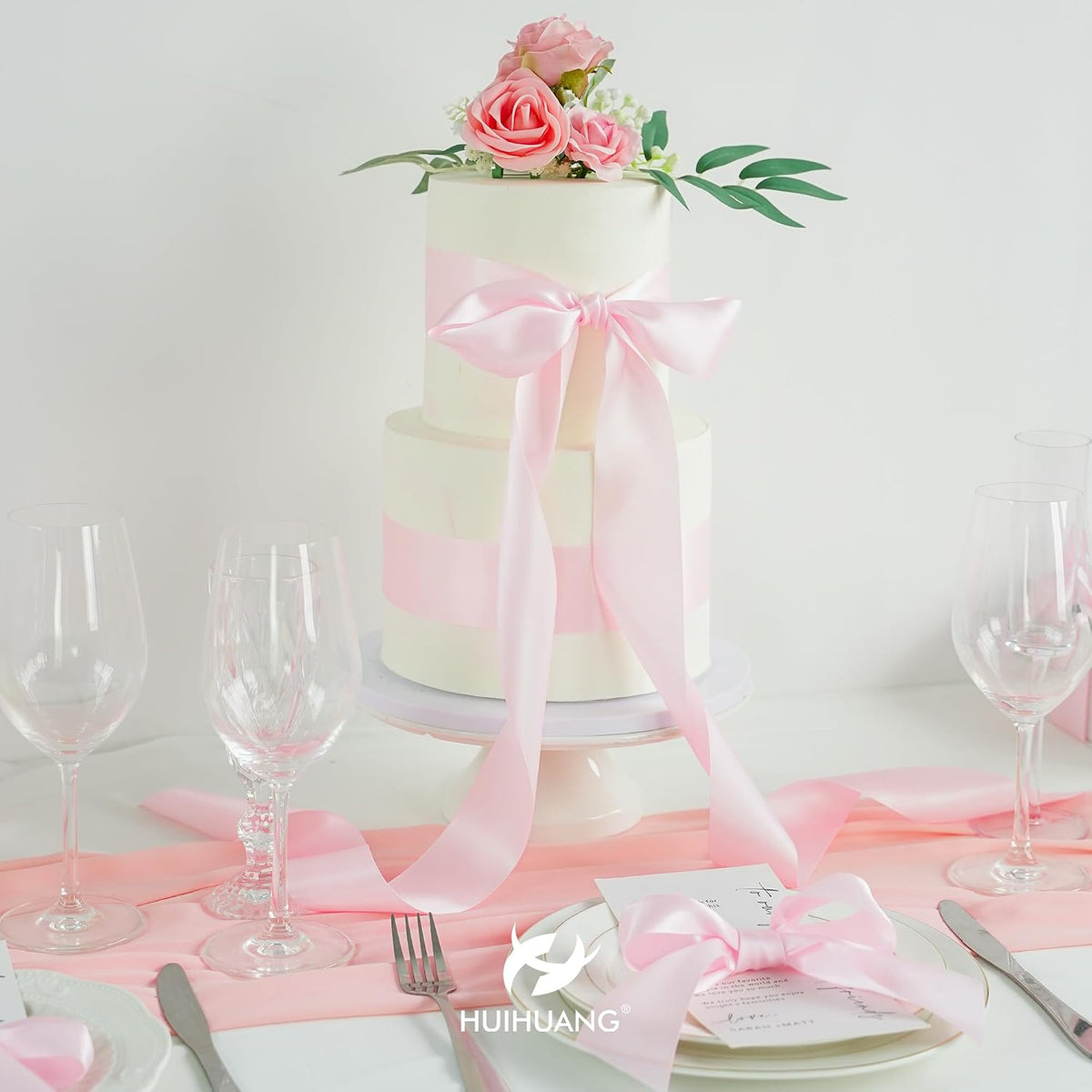 2 inch Baby Pink Double-Faced Satin Silk Ribbon 25 Yards