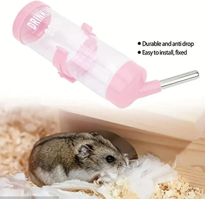 1pcs Small Animal Water Bottle Set, 2.71oz Stainless Steel Ball Bearing Automatic Anti-Drip Dispenser with Chew-Proof Leakproof Nozzle for Hamsters/Birds/Rabbits/Parrots (Pink 1PC)