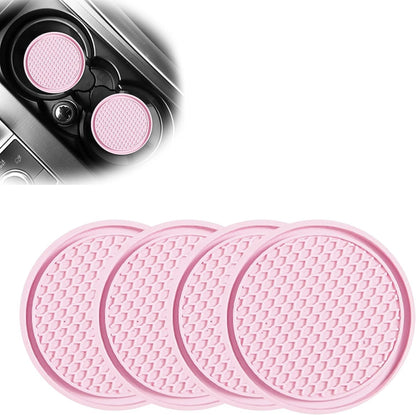 4-Piece Honeycomb Waterproof Fixed Tea Coaster, 2.75In PVC Anti-Slip Cup Holder Insert, Universal for Vehicle Interior Mats (Pink)