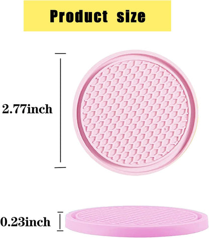 4-Piece Honeycomb Waterproof Fixed Tea Coaster, 2.75In PVC Anti-Slip Cup Holder Insert, Universal for Vehicle Interior Mats (Pink)