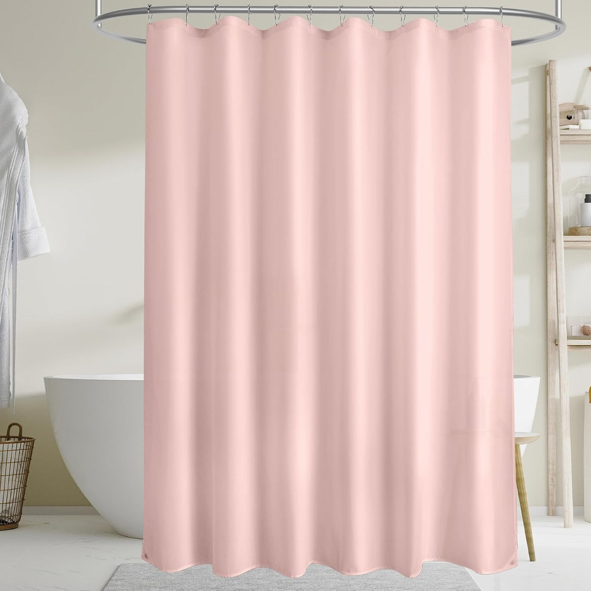 Waterproof Shower Curtain Liner Fabric, Blush Pink Shower Curtain Liner with Magnets, Cloth Shower Liner Soft, Lightweight, Machine Washable, 70 x 72 Inches
